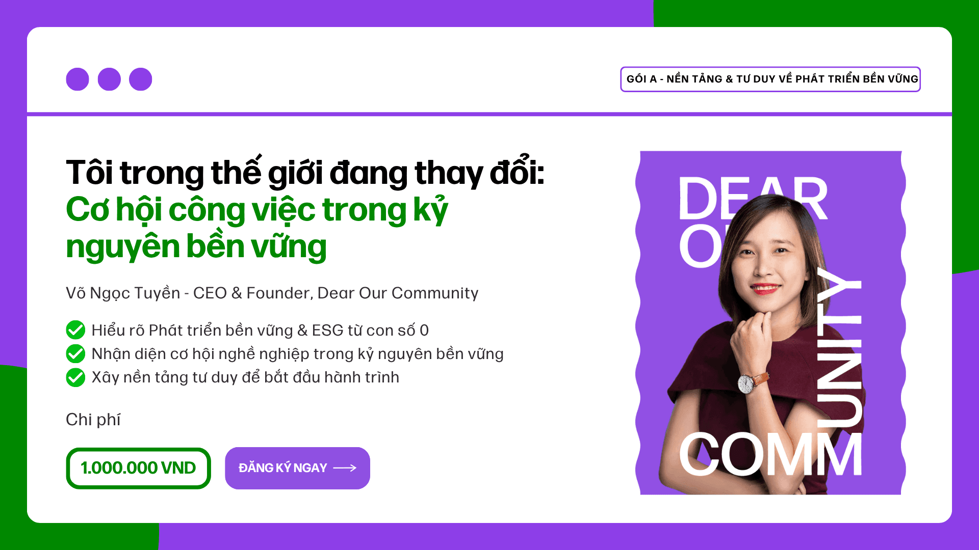 Tôi trong thế giới đang thay đổi: Cơ hội công việc trong kỷ nguyên bền vững